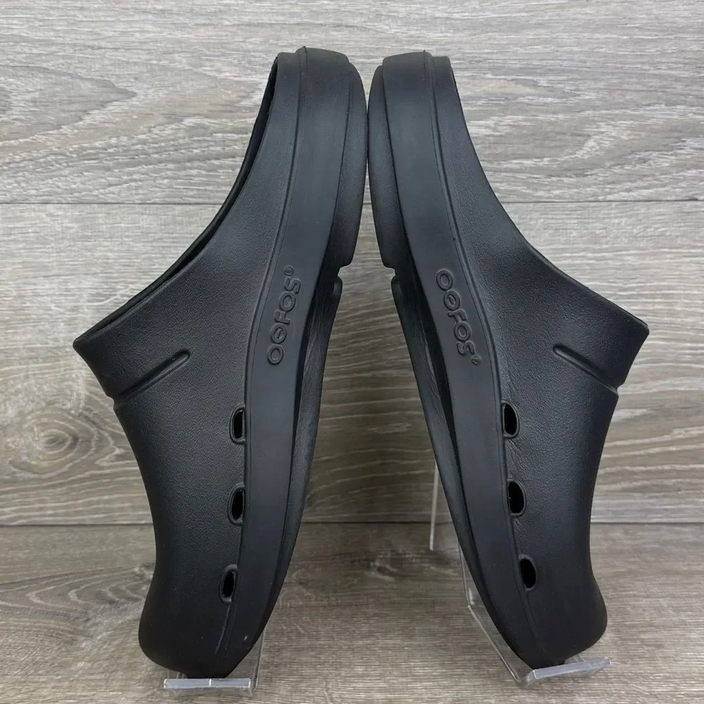 Oofos Oocloog Men's Sz 12/Women’s 14 Black Oofoam Slip-On Recovery Mules Clogs